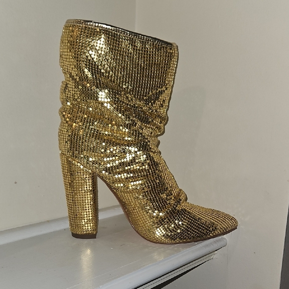 Liliana Gold Sequin Heeled Boots - Picture 7 of 11